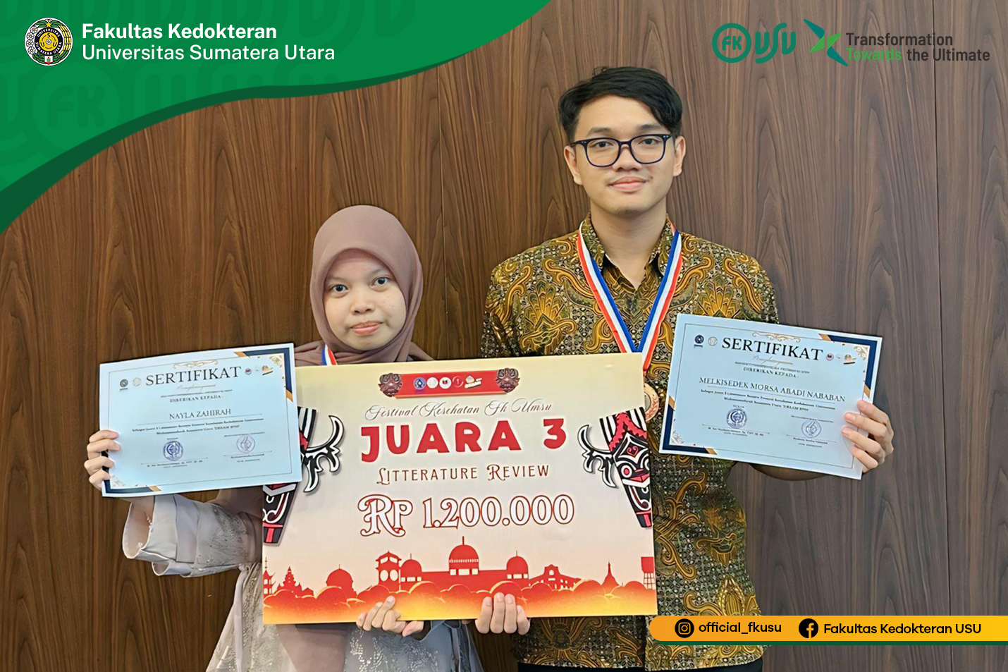 FK USU students won 3rd place in Literature Review at the UMSU Faculty of Medicine Health Festival 2024